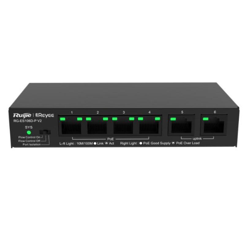 Ruijie RG-ES106D-P V2 6-port Desktop Unmanaged PoE Switch