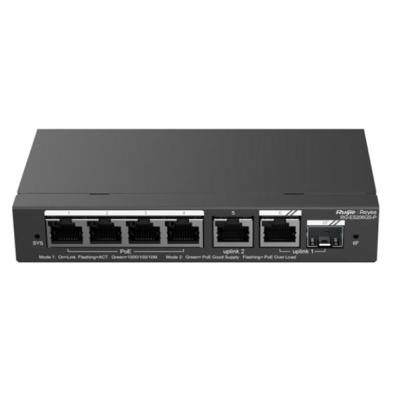 Ruijie RG-ES206GS-P 6-Port Gigabit Managed Smart PoE Switch