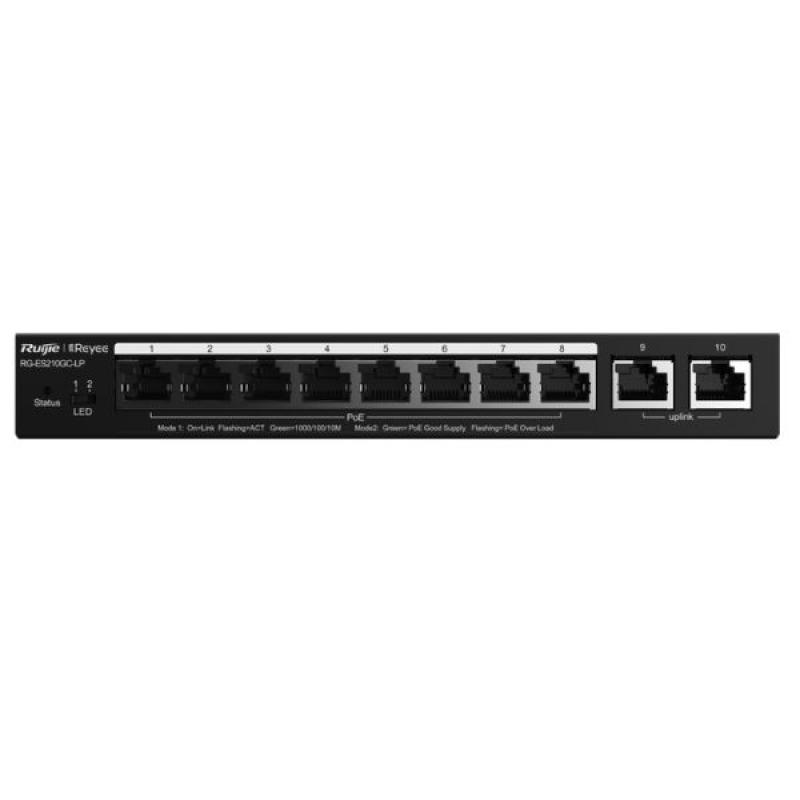 Ruijie RG-ES210GC-LP 10-Port Gigabit Smart Cloud Managed PoE Switch
