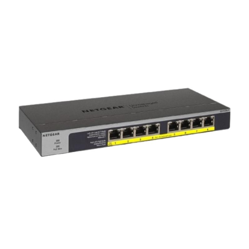 Netgear GS108LP 8-Port Gigabit PoE Unmanaged Rackmount Switch (PoE Budget 60W)