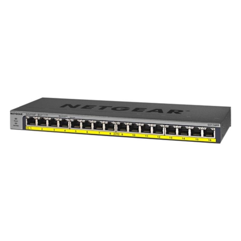 Netgear GS116LP 16-Port Gigabit Ethernet Rackmount Unmanaged PoE/PoE+ Switch